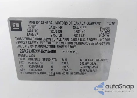 2017 GMC Terrain Denali z USA, uszkodzony, nr VIN 2GKFLVE33H6215400